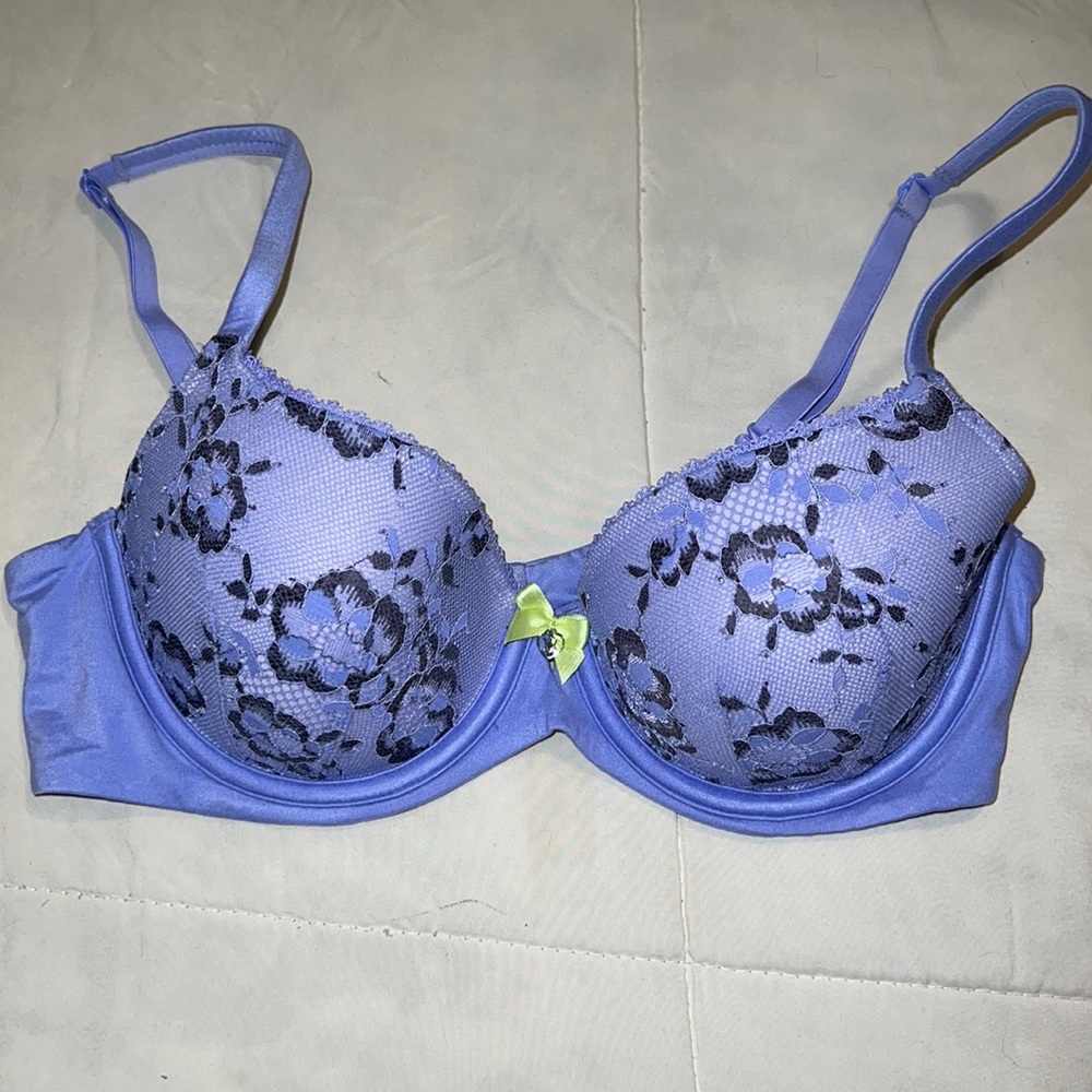 Purple flower lace bra